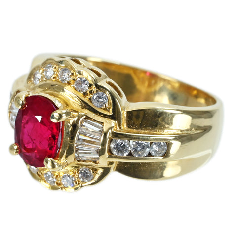 【中古】K18YG RUBY RING ルビーリング R1.18ct D0.52ct CGLソーティング 6.6g #10