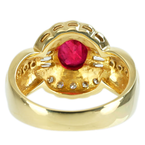 【中古】K18YG RUBY RING ルビーリング R1.18ct D0.52ct CGLソーティング 6.6g #10