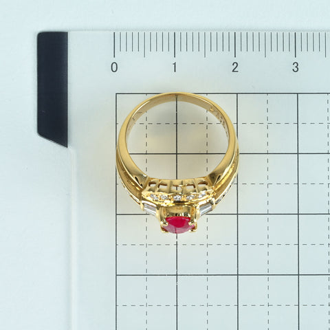 【中古】K18YG RUBY RING ルビーリング R1.18ct D0.52ct CGLソーティング 6.6g #10