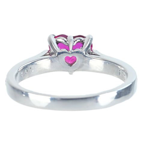【中古】PT900 RUBYモザンビーク産非加熱ハートシェイプカットルビーリング RING R1.02ct D0.32ct GIA鑑別書 4.8g #12