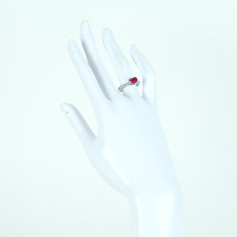 【中古】PT900 RUBYモザンビーク産非加熱ハートシェイプカットルビーリング RING R1.02ct D0.32ct GIA鑑別書 4.8g #12
