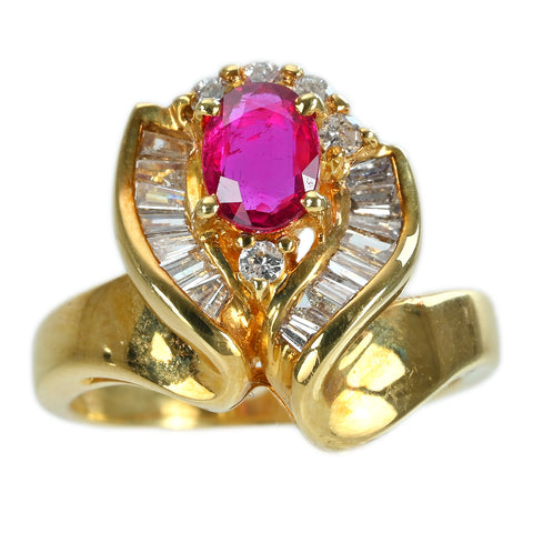 [Pre-owned] 18K Yellow Gold Ruby Ring, R 0.75ct, D 0.46ct, 6.3g, #10 