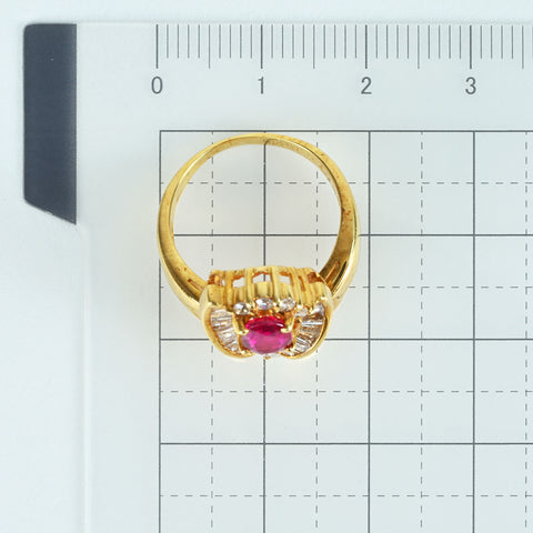 [Pre-owned] 18K Yellow Gold Ruby Ring, R 0.75ct, D 0.46ct, 6.3g, #10 