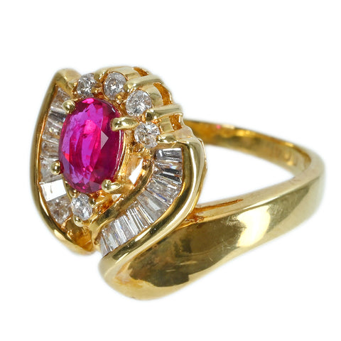 [Pre-owned] 18K Yellow Gold Ruby Ring, R 0.75ct, D 0.46ct, 6.3g, #10 
