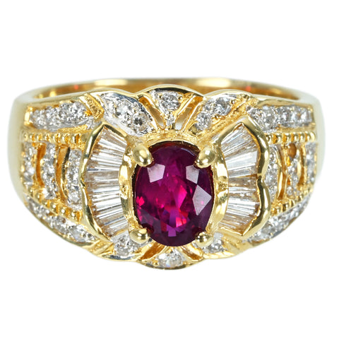 [Pre-owned] K18YG/WG RUBY Ruby Ring D0.42ct 6.8g #13 