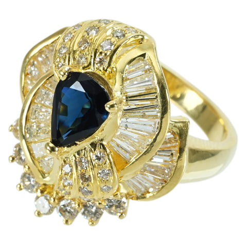 【中古】 K18YG SAPPHIRE RING サファイアリング S1.27ct D1.95ct 11.1g #12