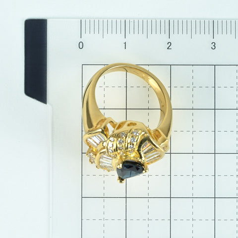 【中古】 K18YG SAPPHIRE RING サファイアリング S1.27ct D1.95ct 11.1g #12