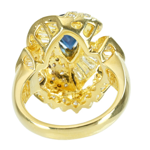 【中古】 K18YG SAPPHIRE RING サファイアリング S1.27ct D1.95ct 11.1g #12