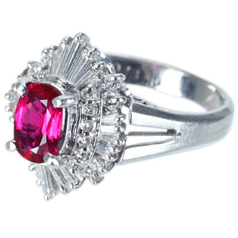 【中古】PT900 RUBY RING ルビーリング R0.93ct D0.48ct CGLソーティング 7.1g #9.5