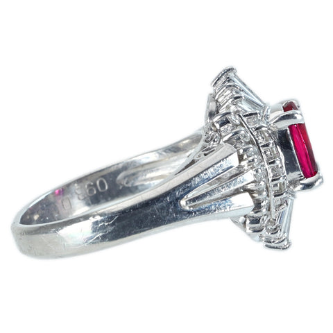 【中古】PT900 RUBY RING ルビーリング R0.93ct D0.48ct CGLソーティング 7.1g #9.5