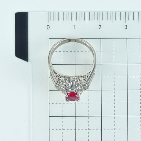 【中古】PT900 RUBY RING ルビーリング R0.93ct D0.48ct CGLソーティング 7.1g #9.5