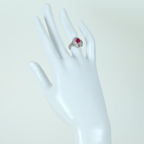 【中古】PT900 RUBY RING ルビーリング R0.93ct D0.48ct CGLソーティング 7.1g #9.5