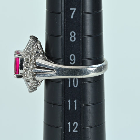 【中古】PT900 RUBY RING ルビーリング R0.93ct D0.48ct CGLソーティング 7.1g #9.5