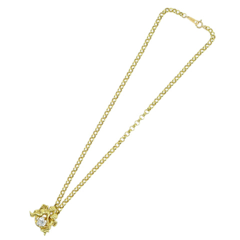 Used K18YG DIAMOND Heart Shape Cut Diamond Pendant Necklace Necklace 1.196ct 27.8g