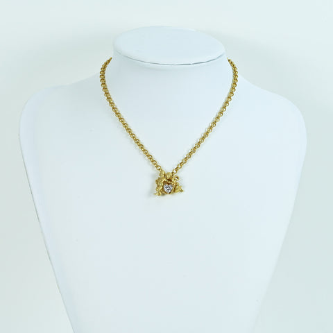 Used K18YG DIAMOND Heart Shape Cut Diamond Pendant Necklace Necklace 1.196ct 27.8g