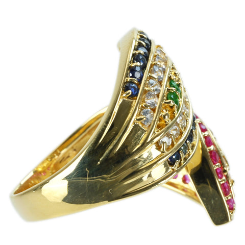 [Used] K18YG MULTI RING Ruby/Sapphire/Emerald/White Sapphire Ring 11.3g #17