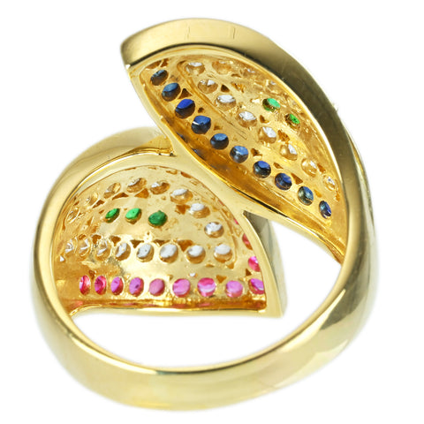 [Used] K18YG MULTI RING Ruby/Sapphire/Emerald/White Sapphire Ring 11.3g #17