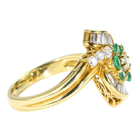 【中古】K18YG EMERALD RING エメラルド/ダイヤモンドリング E0.37ct D0.70ct 6.0g #13