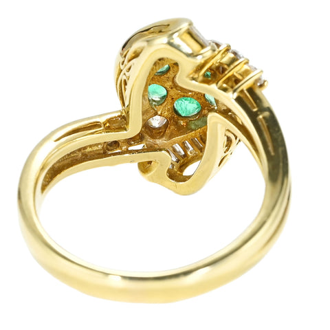 【中古】K18YG EMERALD RING エメラルド/ダイヤモンドリング E0.37ct D0.70ct 6.0g #13