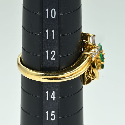 【中古】K18YG EMERALD RING エメラルド/ダイヤモンドリング E0.37ct D0.70ct 6.0g #13