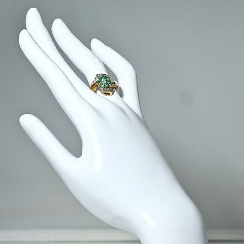 【中古】K18YG EMERALD RING エメラルド/ダイヤモンドリング E0.37ct D0.70ct 6.0g #13