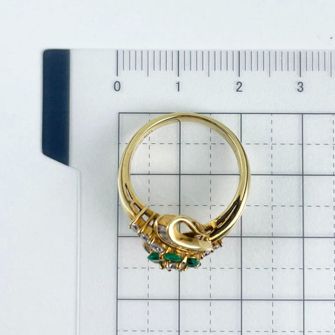 【中古】K18YG EMERALD RING エメラルド/ダイヤモンドリング E0.37ct D0.70ct 6.0g #13
