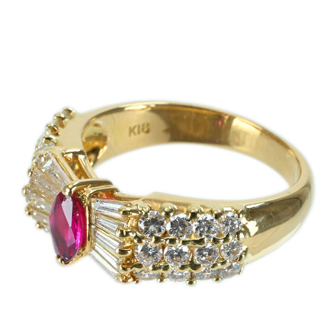 [Pre-owned] 18K Yellow Gold Ruby Ring, R 0.354ct, D 1.08ct, 5.0g, #10 