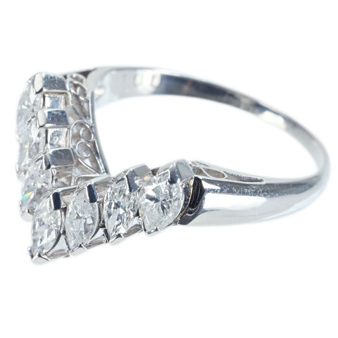 【中古】PT900 DIAMOND RING ダイヤモンドV字リング D1.00ct 4.6g #11.5