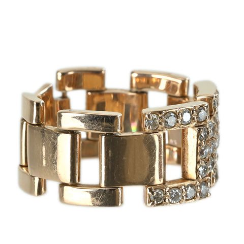 [Pre-owned] K18PG DIAMOND RING Diamond Belt Ring D0.40ct 8.4g #12.5 