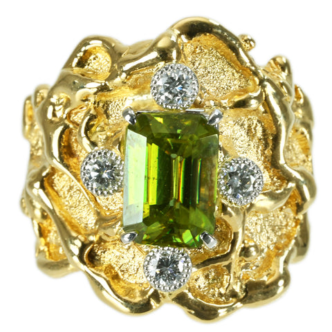 【中古】K18/PT900 SPHENE RING スフェーンリング 2.33ct D0.25ct 10.9g #13