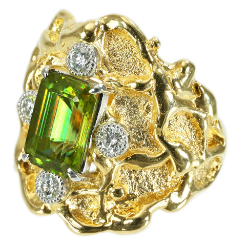 【中古】K18/PT900 SPHENE RING スフェーンリング 2.33ct D0.25ct 10.9g #13