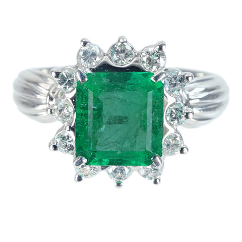 [Used] PT900 Emerald Ring, E2.66ct, D0.55ct, 8.1g, #14 