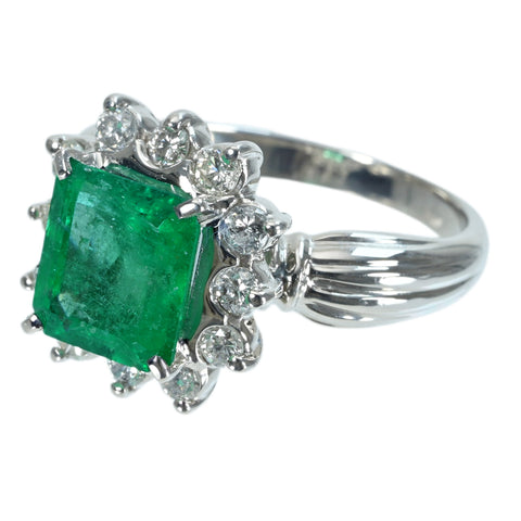 [Used] PT900 Emerald Ring, E2.66ct, D0.55ct, 8.1g, #14 