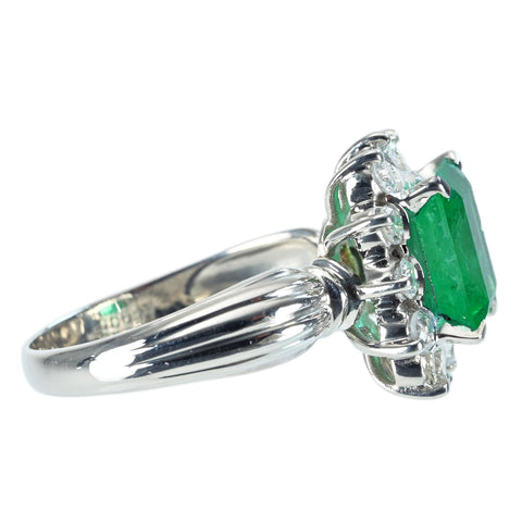 [Used] PT900 Emerald Ring, E2.66ct, D0.55ct, 8.1g, #14 