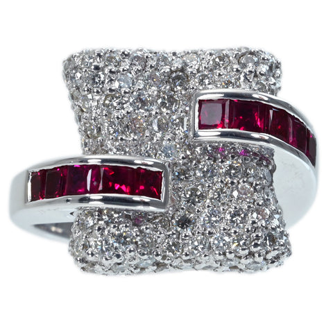 [Pre-owned] K18WG RUBY RING Ruby Ring R0.81ct D1.50ct 9.7g 