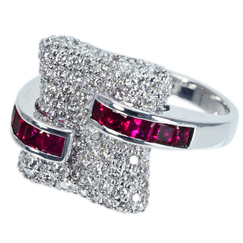 [Pre-owned] K18WG RUBY RING Ruby Ring R0.81ct D1.50ct 9.7g 