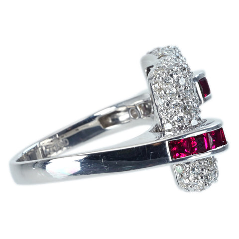 [Pre-owned] K18WG RUBY RING Ruby Ring R0.81ct D1.50ct 9.7g 