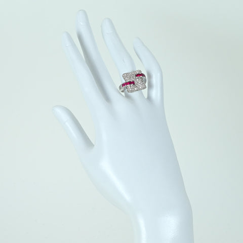 [Pre-owned] K18WG RUBY RING Ruby Ring R0.81ct D1.50ct 9.7g 