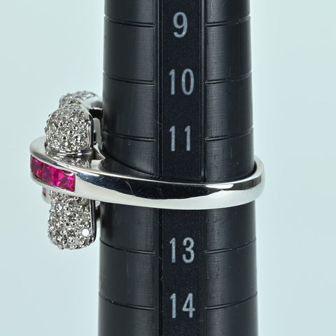 [Pre-owned] K18WG RUBY RING Ruby Ring R0.81ct D1.50ct 9.7g 