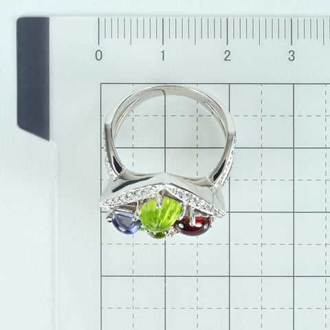 【中古】RING K18YG MULTI STONES RING マルチカラーストーンリング D0.37ct 10.8g #12