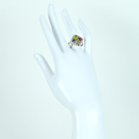 【中古】RING K18YG MULTI STONES RING マルチカラーストーンリング D0.37ct 10.8g #12