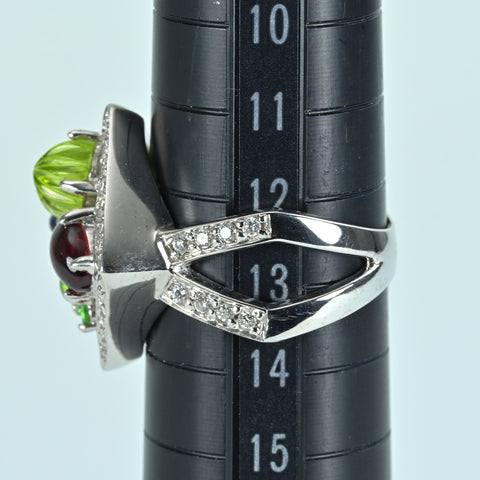 【中古】RING K18YG MULTI STONES RING マルチカラーストーンリング D0.37ct 10.8g #12