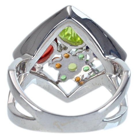 【中古】RING K18YG MULTI STONES RING マルチカラーストーンリング D0.37ct 10.8g #12