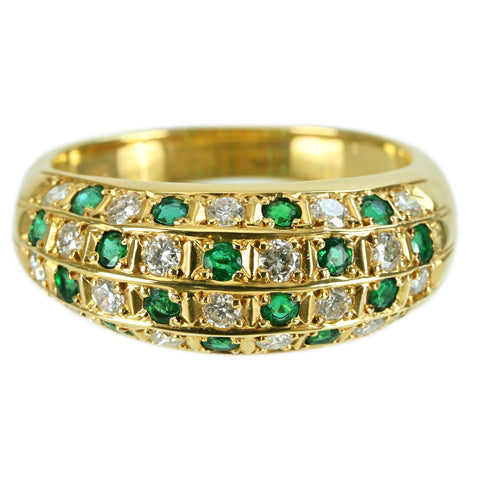 [Pre-owned] K18YG Emerald Ring Emerald/Diamond Ring E0.59ct D0.57ct 7.4g #17 