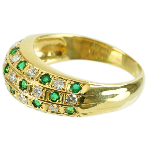【中古】 K18YG EMERALD RING エメラルド/ダイヤモンドリング E0.59ct D0.57ct 7.4g #17