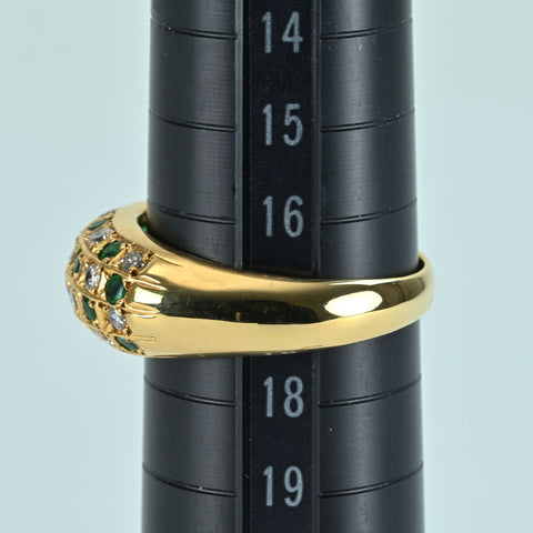 【中古】 K18YG EMERALD RING エメラルド/ダイヤモンドリング E0.59ct D0.57ct 7.4g #17