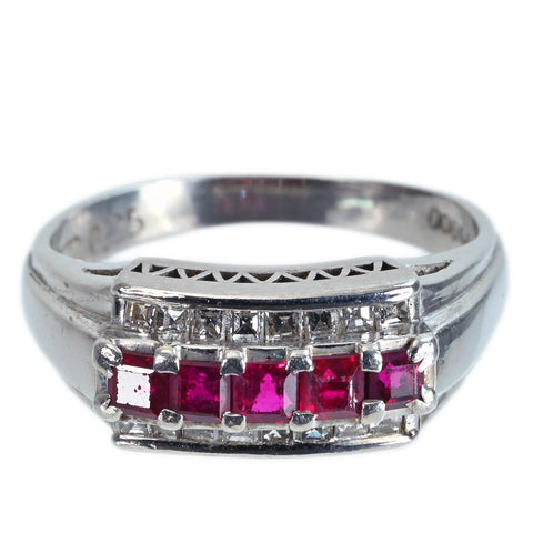 Used PT900 RUBY RING, 0.72ct R, 0.35ct D, 5.9g, #14 