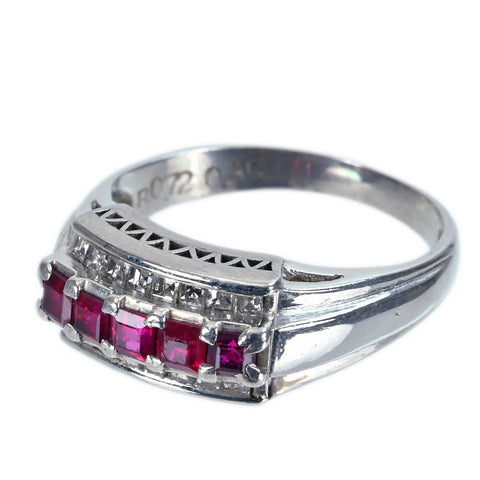 【中古】PT900 RUBY RING ルビーリング R0.72ct D0.35ct 5.9g #14