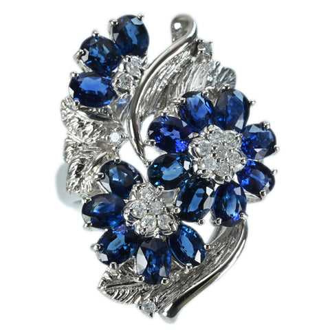 【中古】K18WG SAPPHIRE RING サファイアリング S4.00ct D0.22ct 6.9g #12
