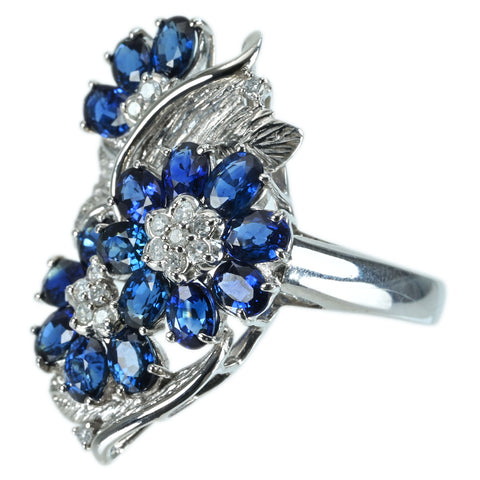 【中古】K18WG SAPPHIRE RING サファイアリング S4.00ct D0.22ct 6.9g #12
